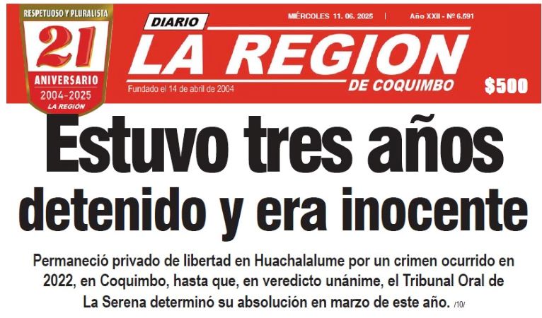 El caso fue recogido en la portada del diario La Regi&oacute;n.