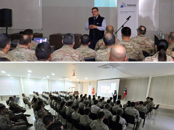 M&aacute;s de 200 funcionarios del Ej&eacute;rcito participaron en dos charlas dictadas por el Defensor Regional de Tarapac&aacute;.