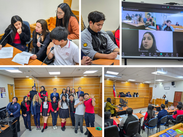Estudiantes del colegio "Mar&iacute;a Reina" participaron en el primer simulacro de juicio oral junto a la Corte, la Fiscal&iacute;a y la Defensor&iacute;a de Tarapac&aacute;.